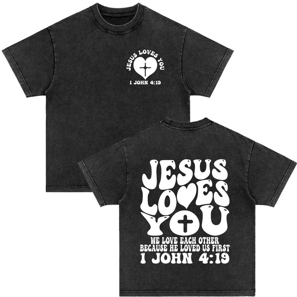 Retro Christ print Short-sleeved Shirt