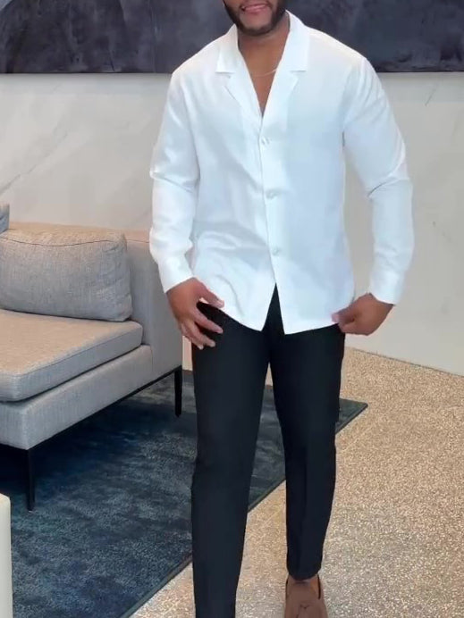 White Long Sleeve Button-down Shirt