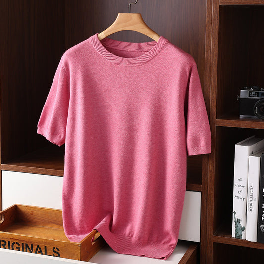 Round Neck Thin Casual T-shirt Knitwear