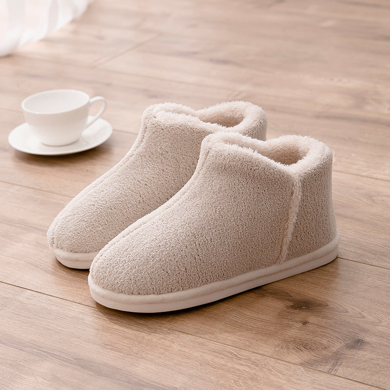 Packed Heel Warm And Velvet Thick-soled Indoor Couple Plush Cotton Shoes