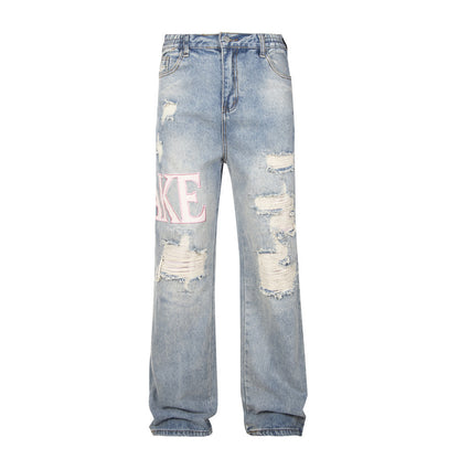 Ripped Beggar Denim Trousers For Men And Women