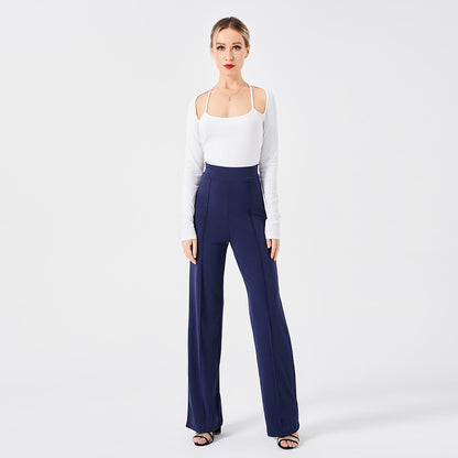 Solid Color Casual Pants Slim High-waisted Bell Bottoms