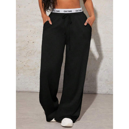 Women's Simple Letter Print Casual Wide-leg Pants