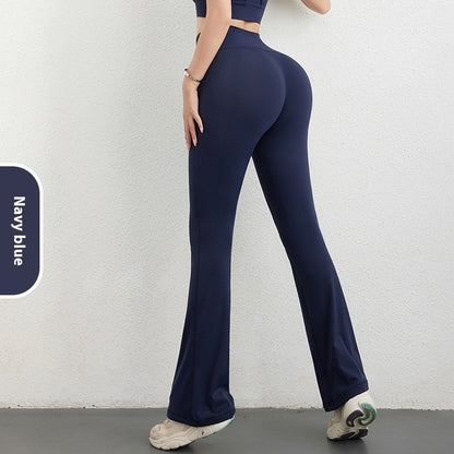 Women's Hip Raise High Waist Pocket Sports Bell-bottom Pants