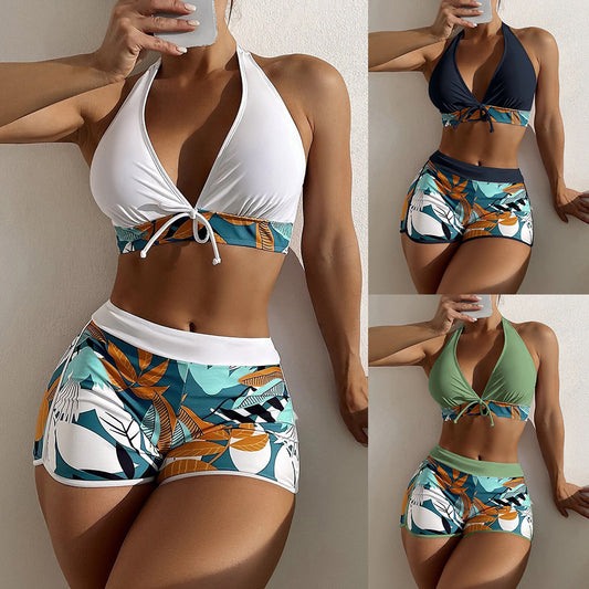 Women's Split Solid Color Swimsuit
