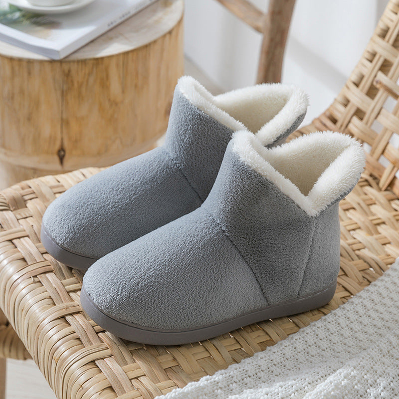 Packed Heel Warm And Velvet Thick-soled Indoor Couple Plush Cotton Shoes