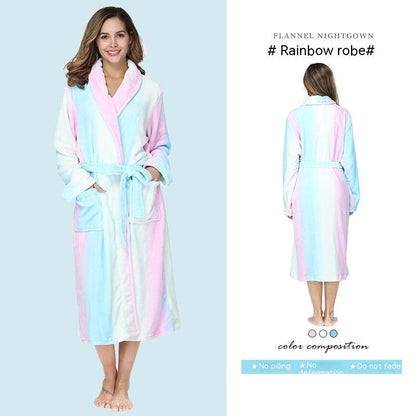 Flannel Couple Lapel Solid Print Nightgown