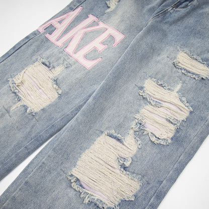 Ripped Beggar Denim Trousers For Men And Women