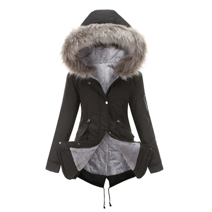 Mid-length Cotton-padded  Hooded Coat