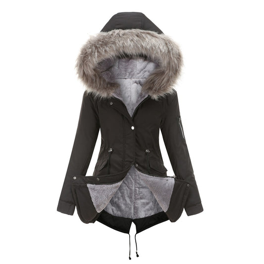 Mid-length Cotton-padded  Hooded Coat