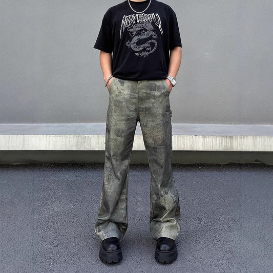 Retro Digital Direct Injection Camouflage Jeans Men's Fashion