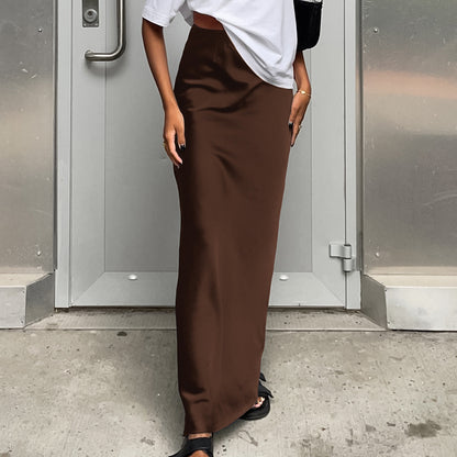 Women's Fashion Casual Satin Silk Skirt