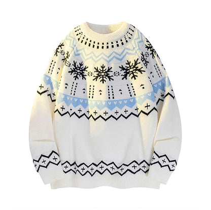 Mens Knitted Sweater With Snowflake Design