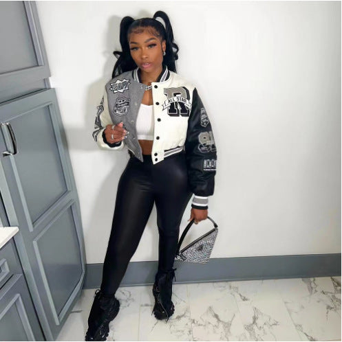 Press Button Fashion Printed Double Layer Jacket