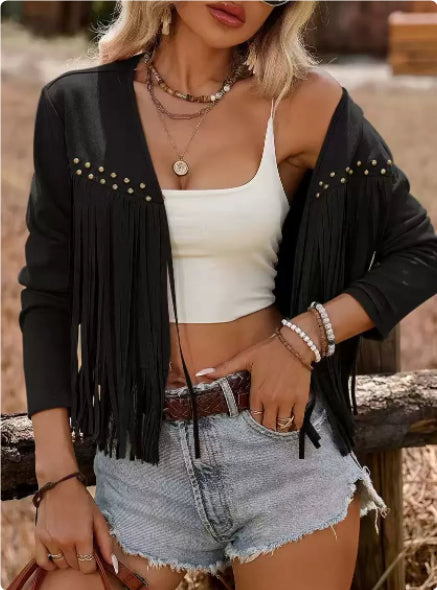 Women's Short Long-sleeved Cardigan Jacket no Buckle