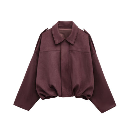 Green Suede Bomber Jacket Coat