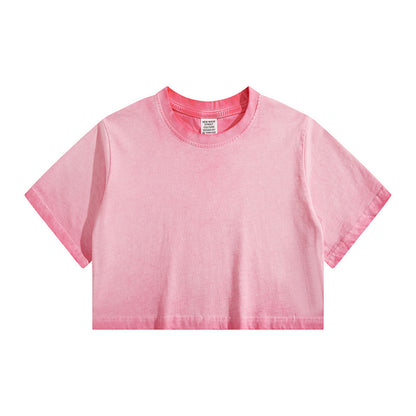 Distressed Colorful Frayed Cropped T-shirt