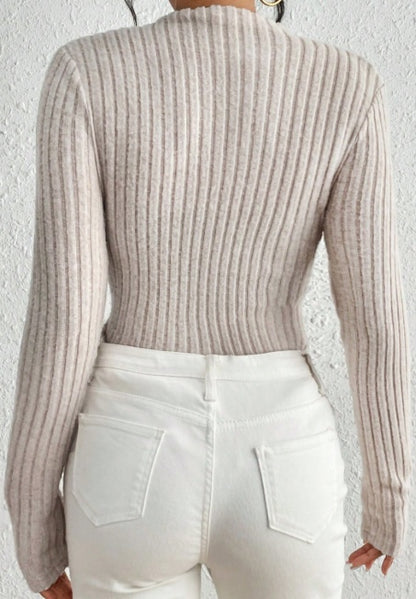 Women's Ribbed Knitted Slim Casual Top