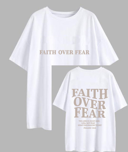 "Faith Over Fear" Letter Printed T-shirt Women's Fashion