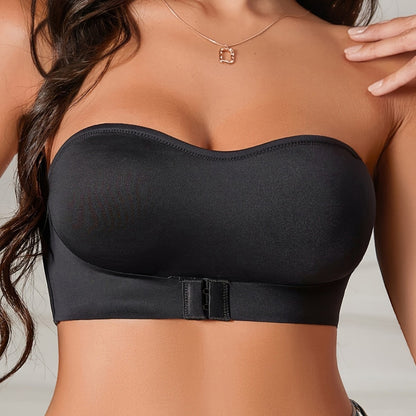 Sexy Thin Cup Push Up Seamless Front Buckle Chest Wrap Strapless Bra