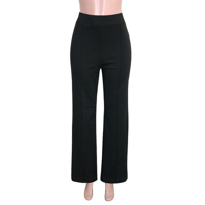 Solid Color Casual Pants Slim High-waisted Bell Bottoms
