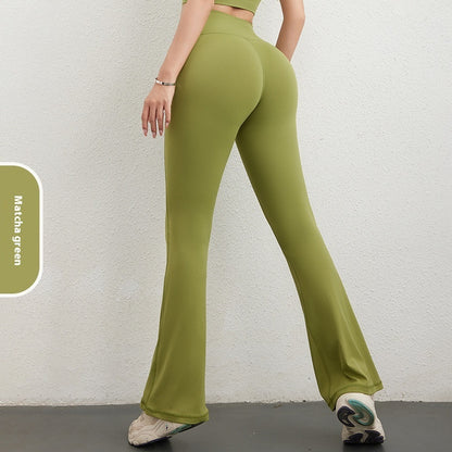 Women's Hip Raise High Waist Pocket Sports Bell-bottom Pants