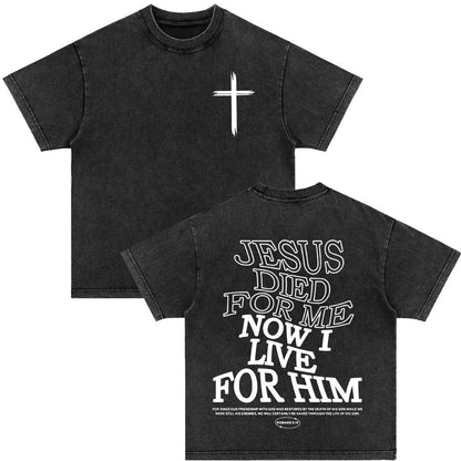 Retro Christ print Short-sleeved Shirt