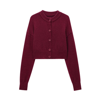 Women's Fashion Temperament Decorated Row Button Knitted Cardigan Coat Sweater