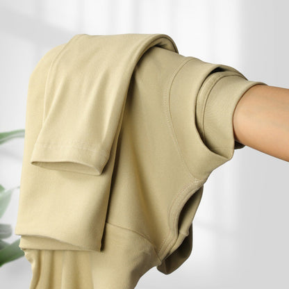 Men's Solid Color Threaded Velvet Half High Neck T-shirt