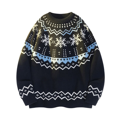 Mens Knitted Sweater With Snowflake Design