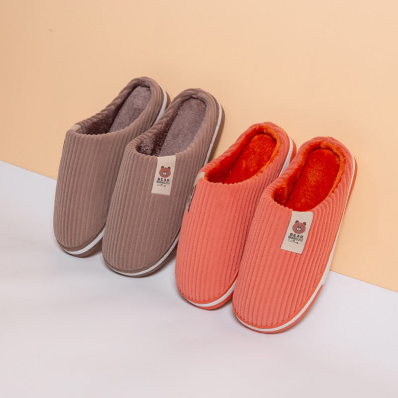 Solid Color Striped Slippers