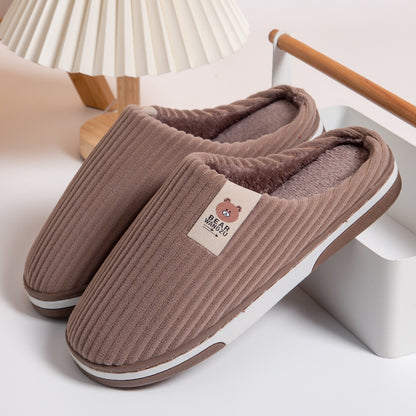 Solid Color Striped Slippers