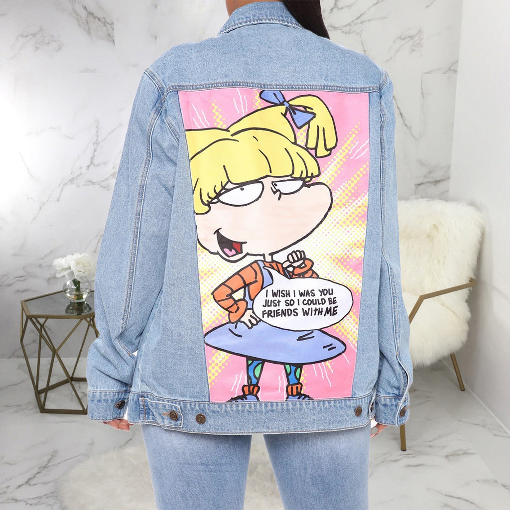 Womens Denim Graphic Jacket