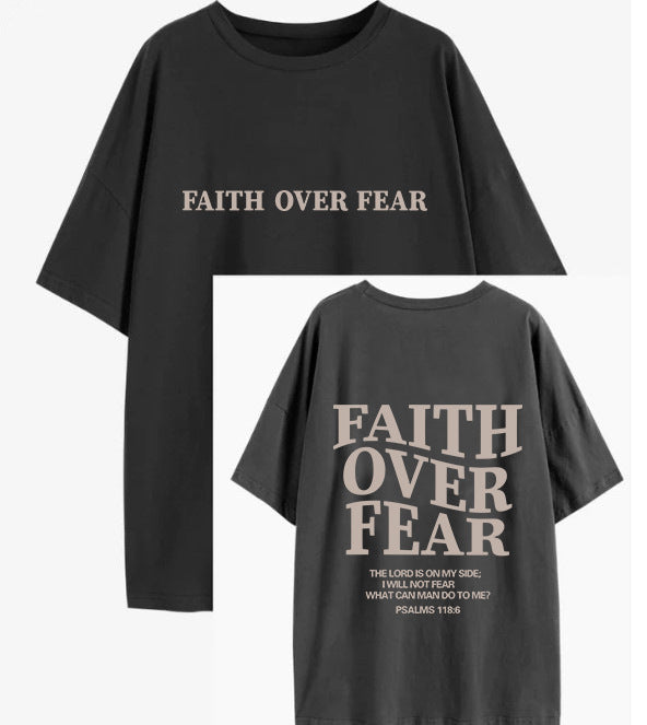 "Faith Over Fear" Letter Printed T-shirt Women's Fashion