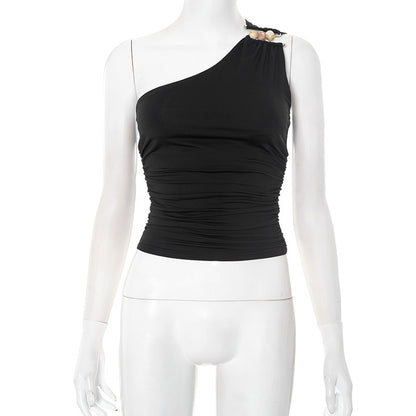 Women's One-shoulder Cropped Tank Top Top