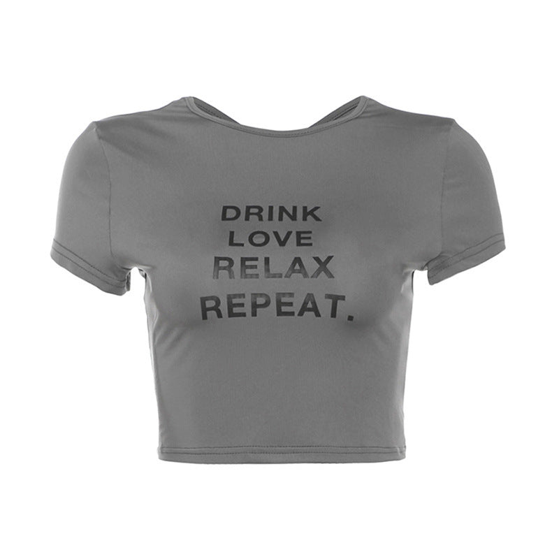 Womens American Round Neck Short Sleeve