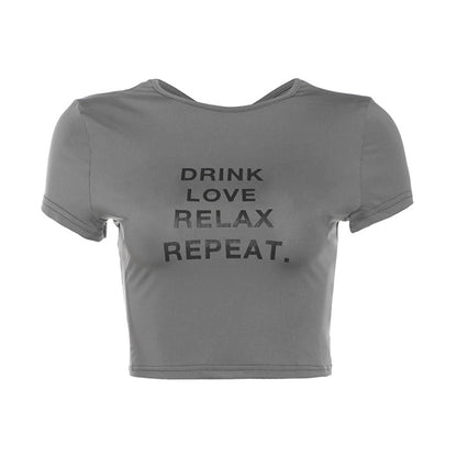 Womens American Round Neck Short Sleeve