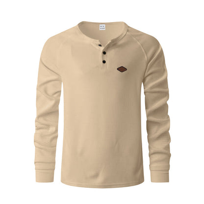 Waffle Buckle Quick-drying Raglan Henry Long Sleeve