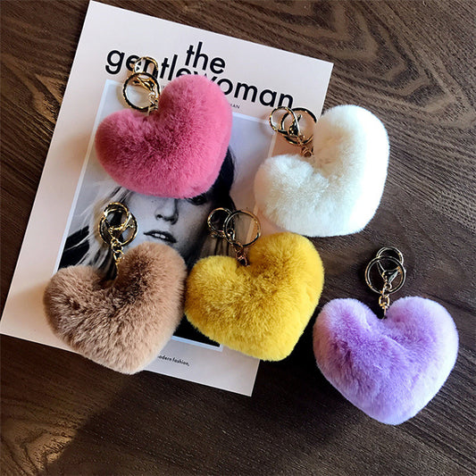 Love Rabbit Fur Plush Pendant  Keychain