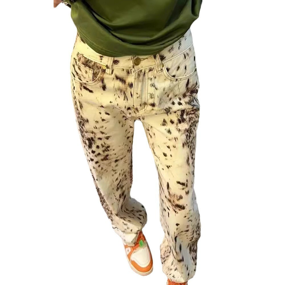 New Vintage Leopard Print Women's Jeans