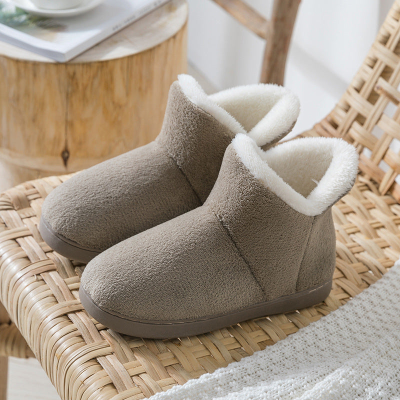 Packed Heel Warm And Velvet Thick-soled Indoor Couple Plush Cotton Shoes