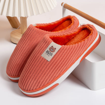 Solid Color Striped Slippers