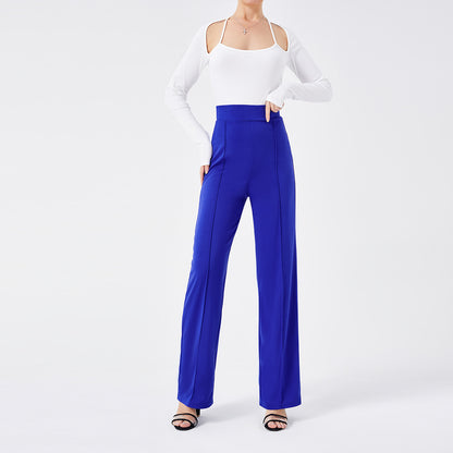 Solid Color Casual Pants Slim High-waisted Bell Bottoms