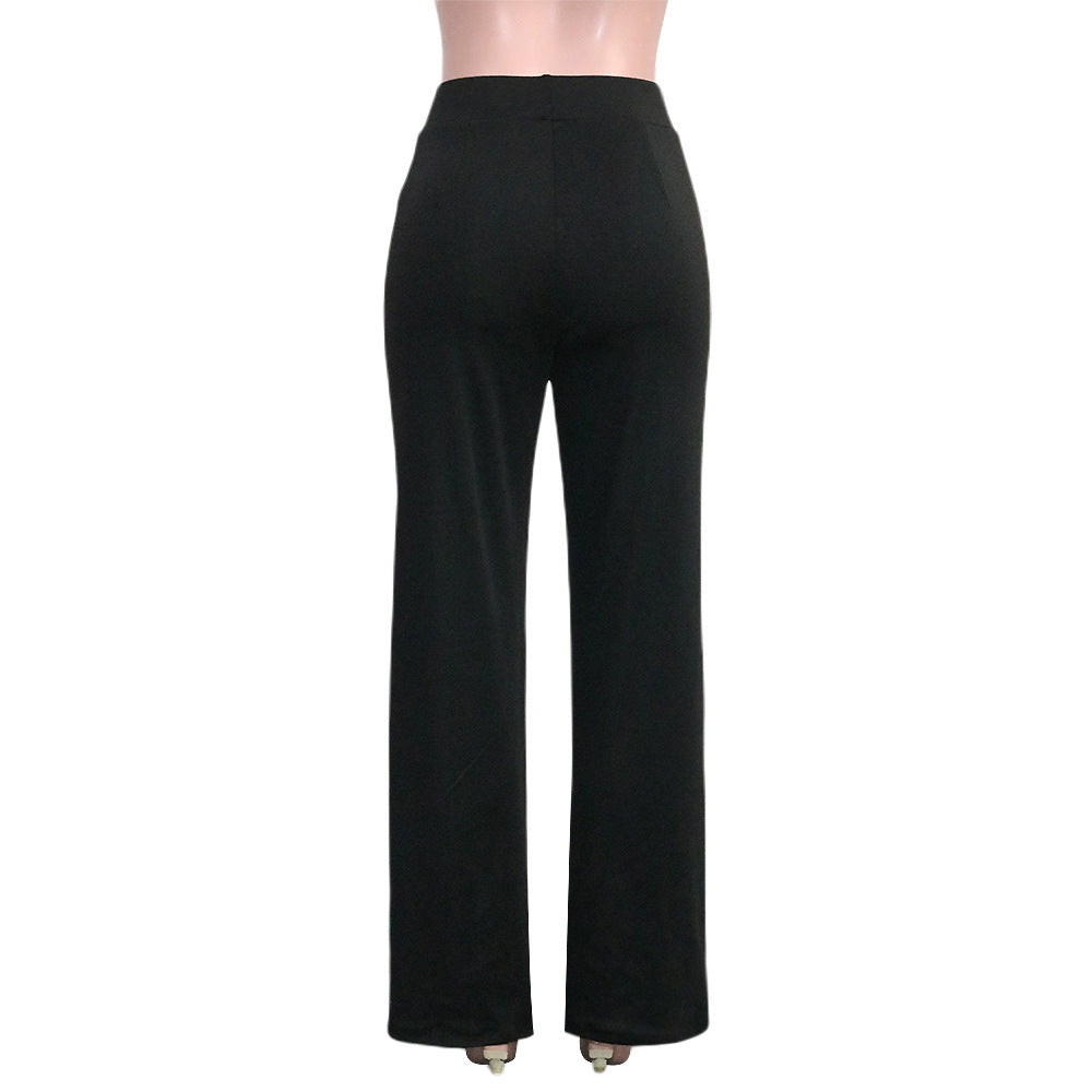 Solid Color Casual Pants Slim High-waisted Bell Bottoms