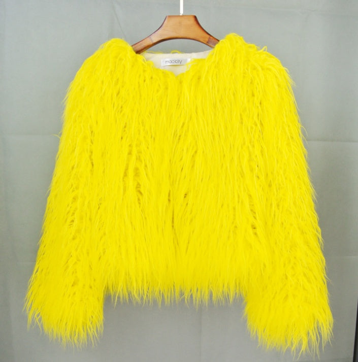 Furry Faux Fur Coat Plus Size Womens