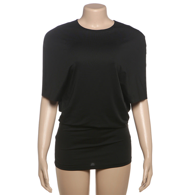 Sexy Round Neck Short Sleeves Bare Back Dress