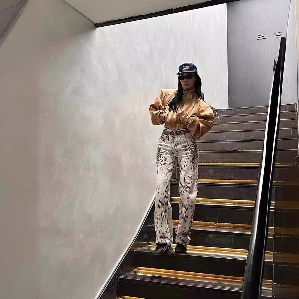 New Vintage Leopard Print Women's Jeans
