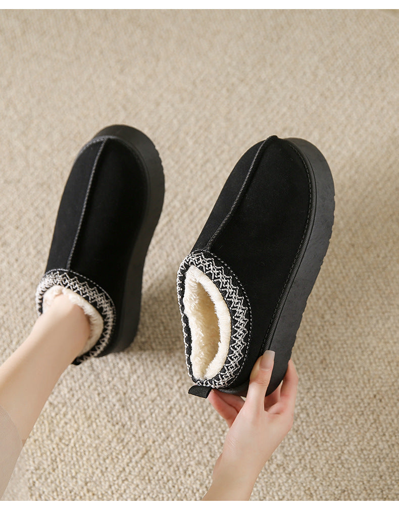 Fleece-lined Warm Closed Toe Half Slippers