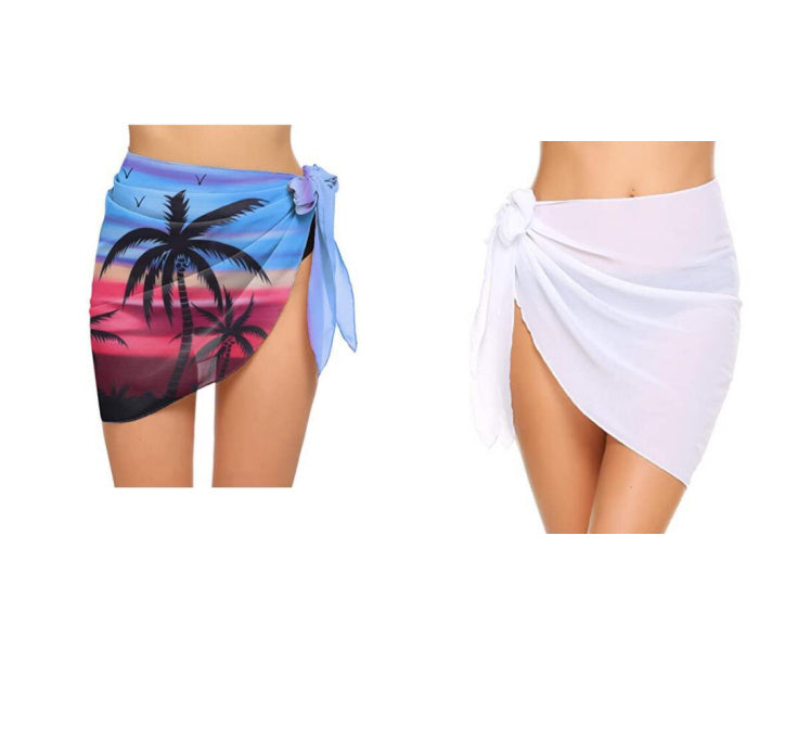 Women's Short Swimsuit Blouse Triangle Scarf