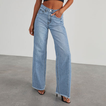 Womens Slim Fit Wide-leg Jeans